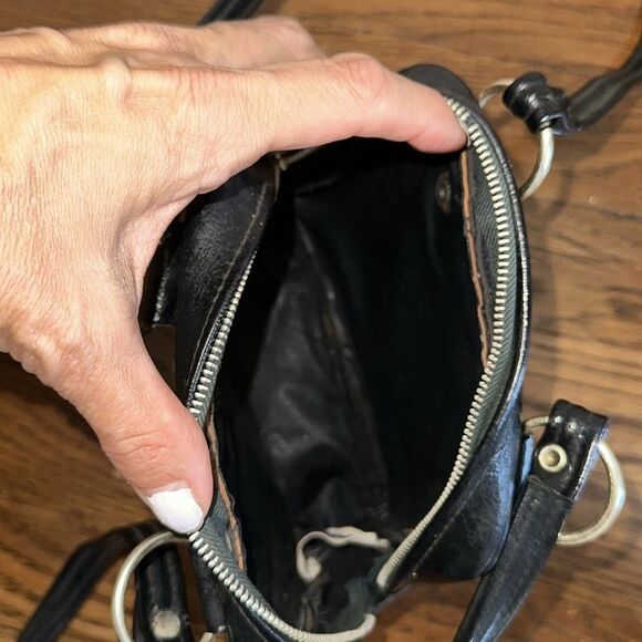 Vtg 70s Sirco Corporation Black, Tan and Brown Vinyl Square  Design Small Purse - Picture 5 of 8